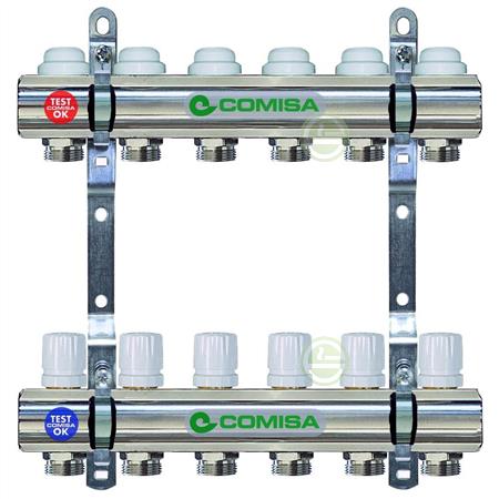 Коллектор Comisa 6 (88.20.371) с кранами - распределительные коллекторы для радиаторов 88.20.371