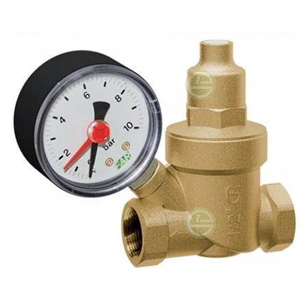 Редуктор давления Far 2869 1/2" ВР с манометром (2869-12) - предохранительная арматура для систем водоснабжения 2869-12