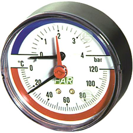 Термоманометр Far FA 2550 80 мм 0-4 бар 0-120°C 1/2" аксиальный FA 2550 12