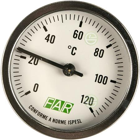 Термометр Far FA 2600 80 мм 0-120°C 1/2"НР с погружной гильзой 50 мм FA 2600