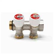 Коллектор для воды Giacomini R585CS с вентилями никелированный 3/4" x 3/4"EK, 2 выхода R585CSX122