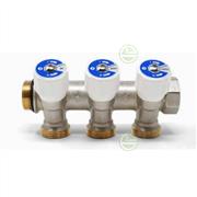 Коллектор для воды Giacomini R585CS с вентилями никелированный 3/4" x 3/4"EK, 3 выхода R585CSX123
