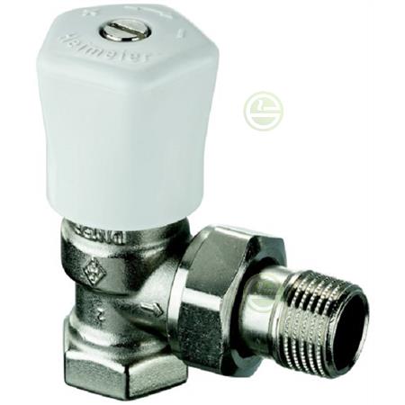 Кран Heimeier Microtherm F 3/4"ВР х 3/4"НР с боковым угловым подключением (3491-03.500) ручной - подающая подводка 3491-03.500