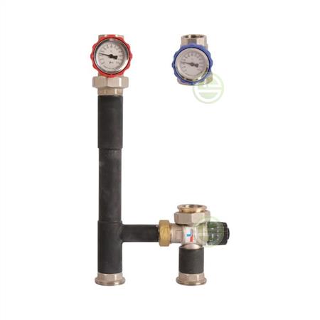 Насосная группа Rommer 1" с термостатическим смесительным клапаном 20-40°С, без насоса (RDG-0002-012501) RDG-0002-012501