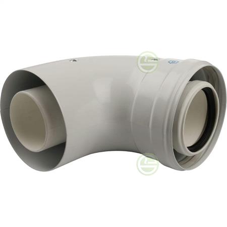 Отвод Stout 60/100 мм 90 SCA-8610-010090 с инспекционным окном для дымохода конденсационного газового котла