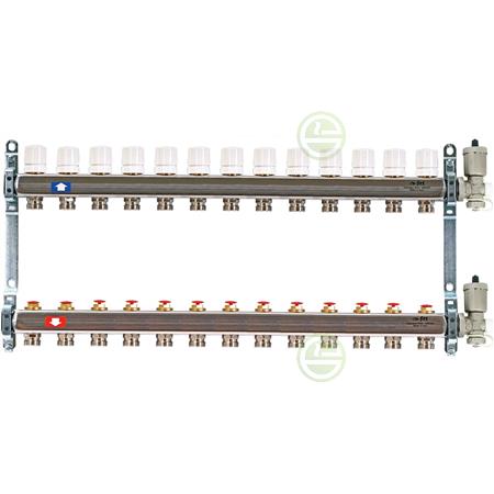 Коллектор с кранами Uni-Fitt 451A на 13 контуров, c автоматическим воздухоотводчиком 451A4313