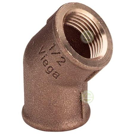 Резьбовой угол Viega 3/4" ВР 45° - бронозовые фитинги для труб водоснабжения частного дома 320645