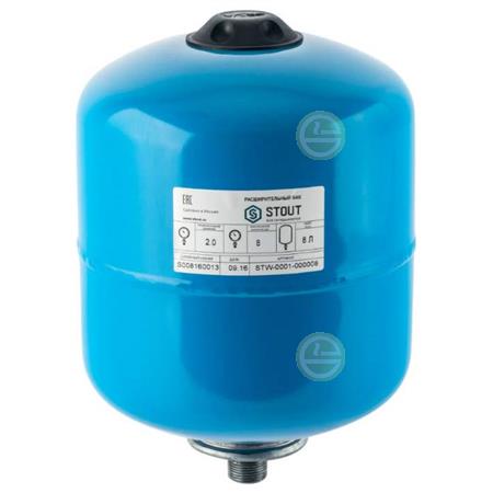 Гидроаккумулятор Stout STW 8 - вертикальный расширительный бак для водоснабжения частного дома STW-0001-000008