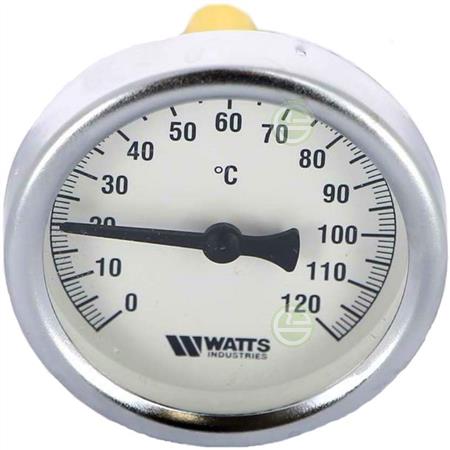 Термометр Watts F+R801 SD Ø63мм 0-120°C 1/2"НР с погружной гильзой 50мм (10005802) биметаллический 10005802