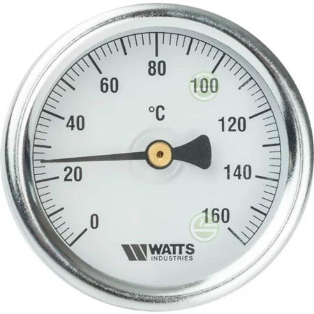 Термометр Watts F+R801 OR Ø80мм 0-160°C 1/2"НР с погружной гильзой 100мм (10005951) биметаллический 10005951