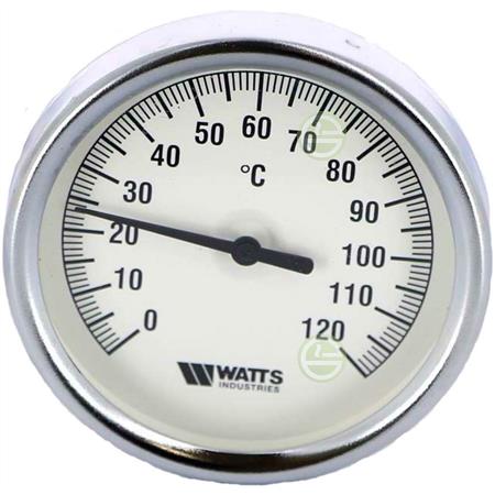 Термометр Watts F+R801 SD Ø100мм 0-120°C 1/2"НР с погружной гильзой 50мм (10006067) биметаллический 10006067