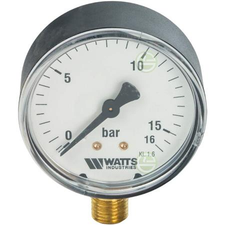 Манометр Watts F+R200 MRP Ø63 мм 0-16 бар 1/4" радиальный (10007725) для систем отопления и водоснабжения 10007725