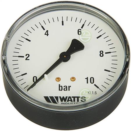 Манометр Watts F+R150 MAS Ø80 мм 0-10 бар 1/4" аксиальный (10008024) для систем отопления и водоснабжения 10008024