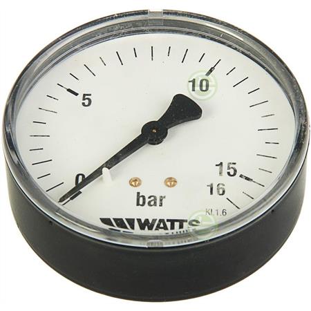 Манометр Watts F+R150 MAS Ø80 мм 0-16 бар 1/4" аксиальный (10008029) для систем отопления и водоснабжения 10008029