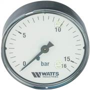 Манометр Watts F+R100 MAL Ø63 мм 0-16 бар 1/4" аксиальный (10008097) для систем отопления и водоснабжения 10008097
