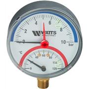 Термоманометр Watts F+R828 TMRP Ø80 мм 0-10 бар 0-120°C 1/2" (10025525) радиальный 10025525